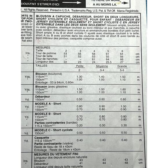 McCalls 6523 Sewing pattern Kids hoodie tank top shorts hat size large - Picture 6 of 7